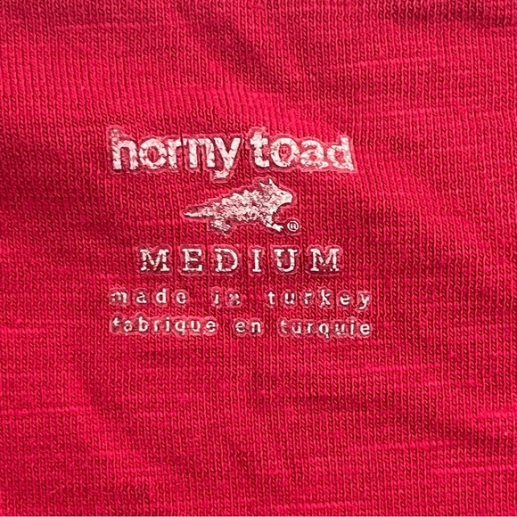 Horny Toad Rosalinda Dress Size Medium Red Organic Cotton Blend Ruched Midi - Picture 5 of 12